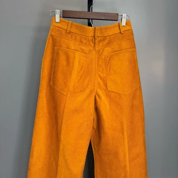 Manoush Paris Saffron Burnt Orange Corduroy Wide Leg Pants US 6 - Picture 7 of 11